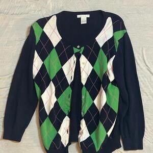 VINTAGE TWEEDS brand cardigan sweater size  S 100% cotton